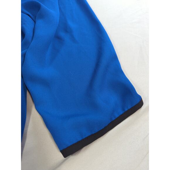 VTG Bali Corp Blue Black Trim Blouse 100% Polyester Made In Canada XL - Picture 5 of 11